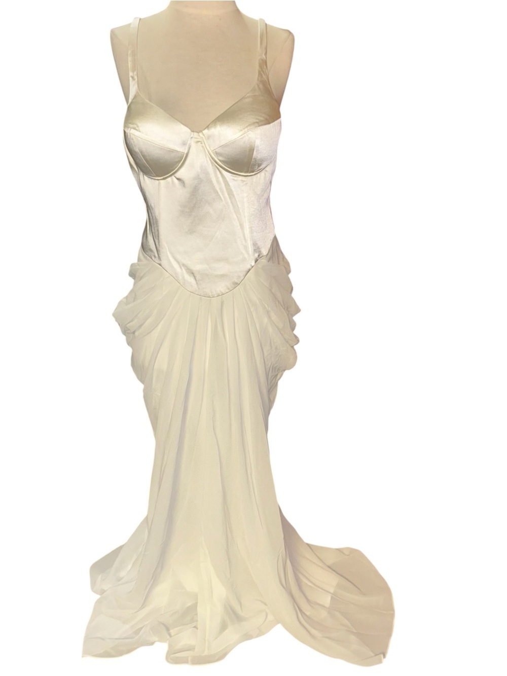 Nwt Meshki Leila Satin Corset Maxi Dress Ivory wedding dress formal beach Large